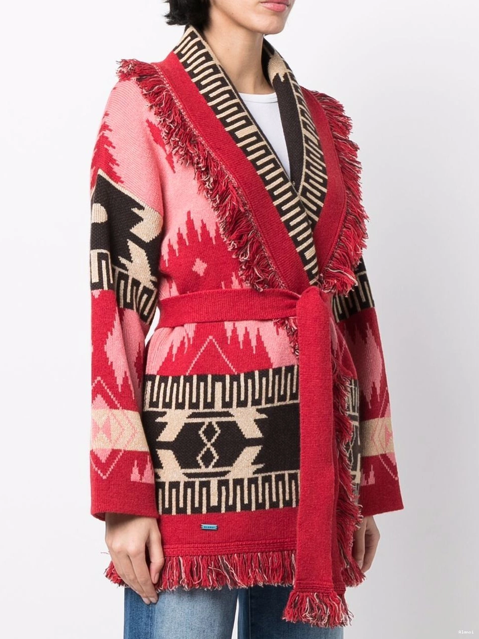 Cheap Alanui cardigan jacquard belted Icon Women 0706